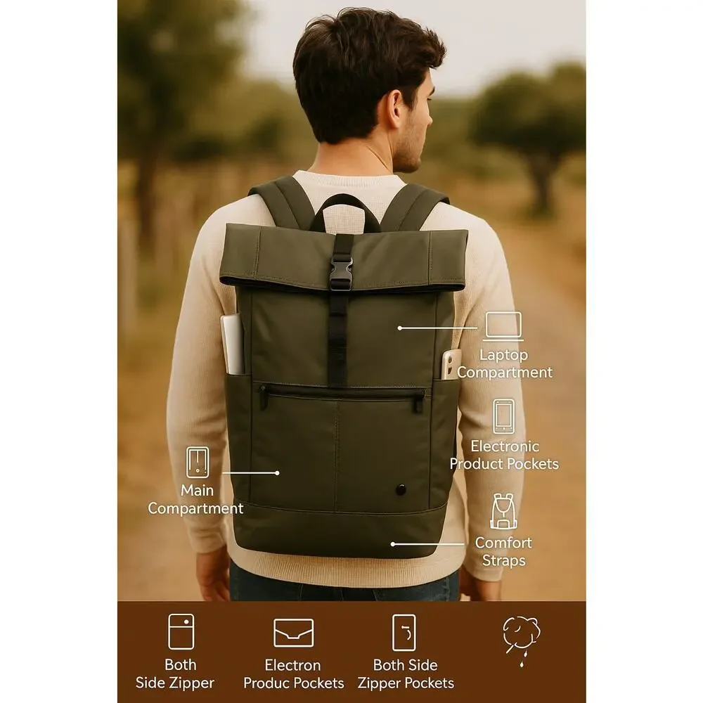 Outdoor Gear Backpack Roll Top Water Resistant Green Hiking Hunting Large Bag L